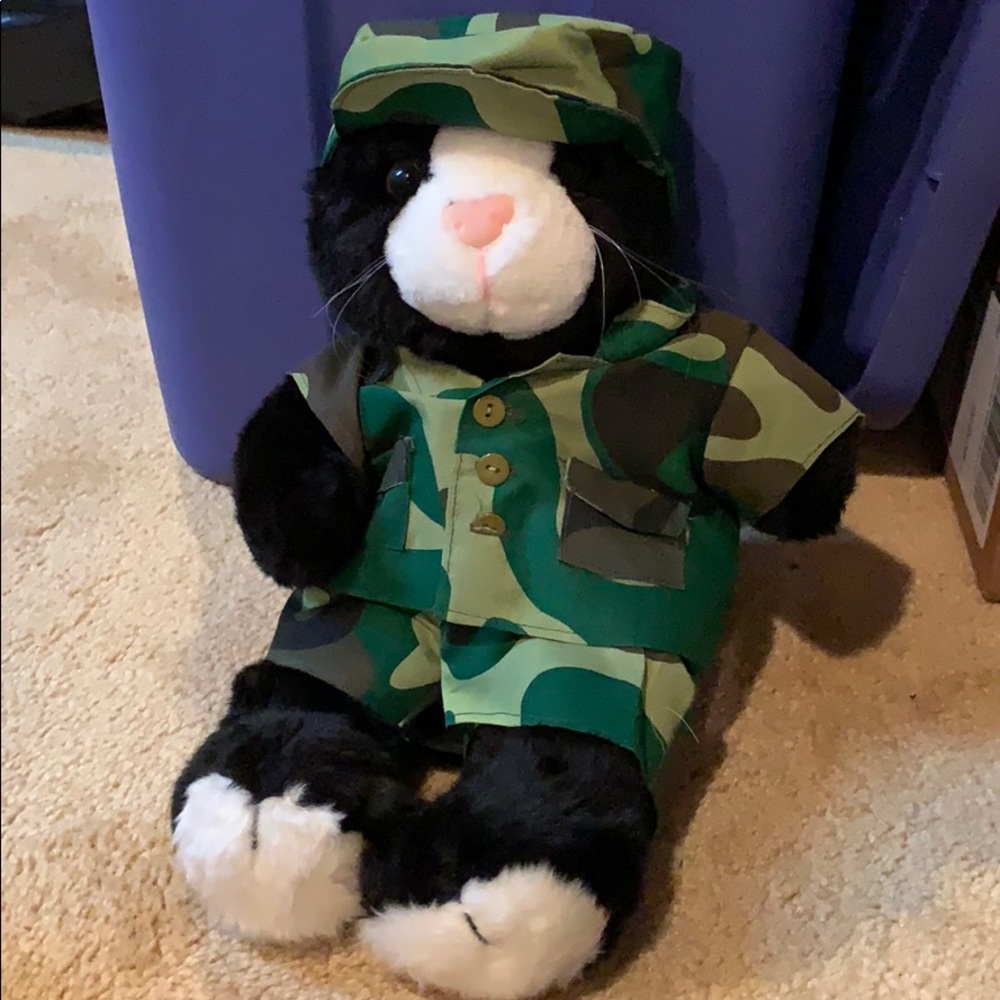 Cute Stuffed bear dressed in camouflage